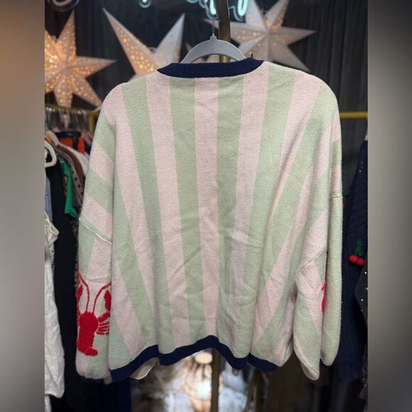 Anthropologie Bel Kazan Striped Lobster Open Front Cardigan NWOT - Picture 8 of 10